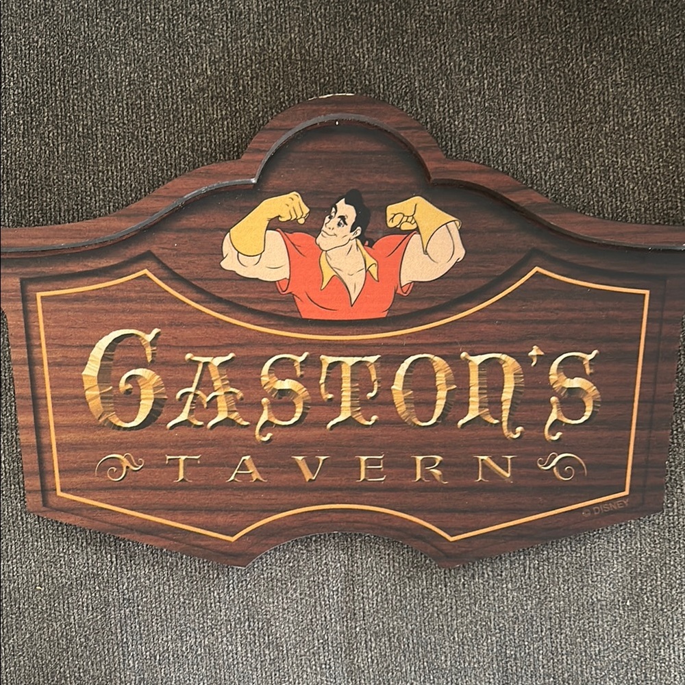 Disney Gaston's Tavern Rustic Brown and Gold Bar Sign